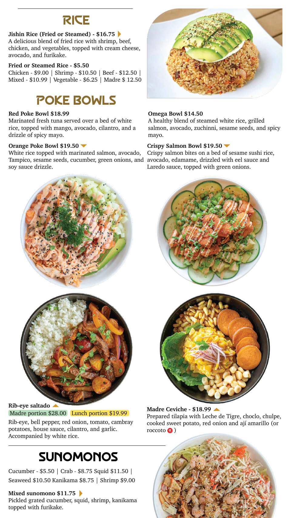 Printed menu, page 5 of 7